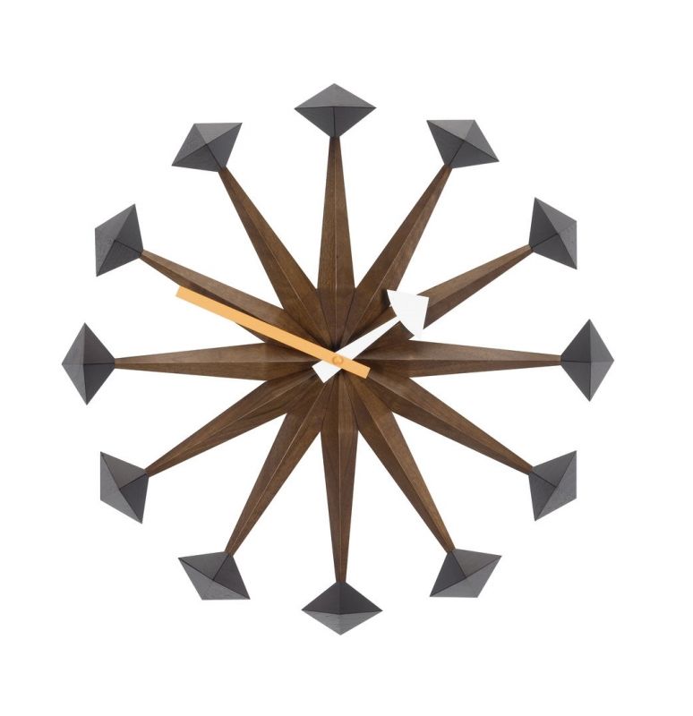 Polygon Clock Wanduhr von Vitra: Moderne Wanduhr aus Holz und geometrischen Formen.